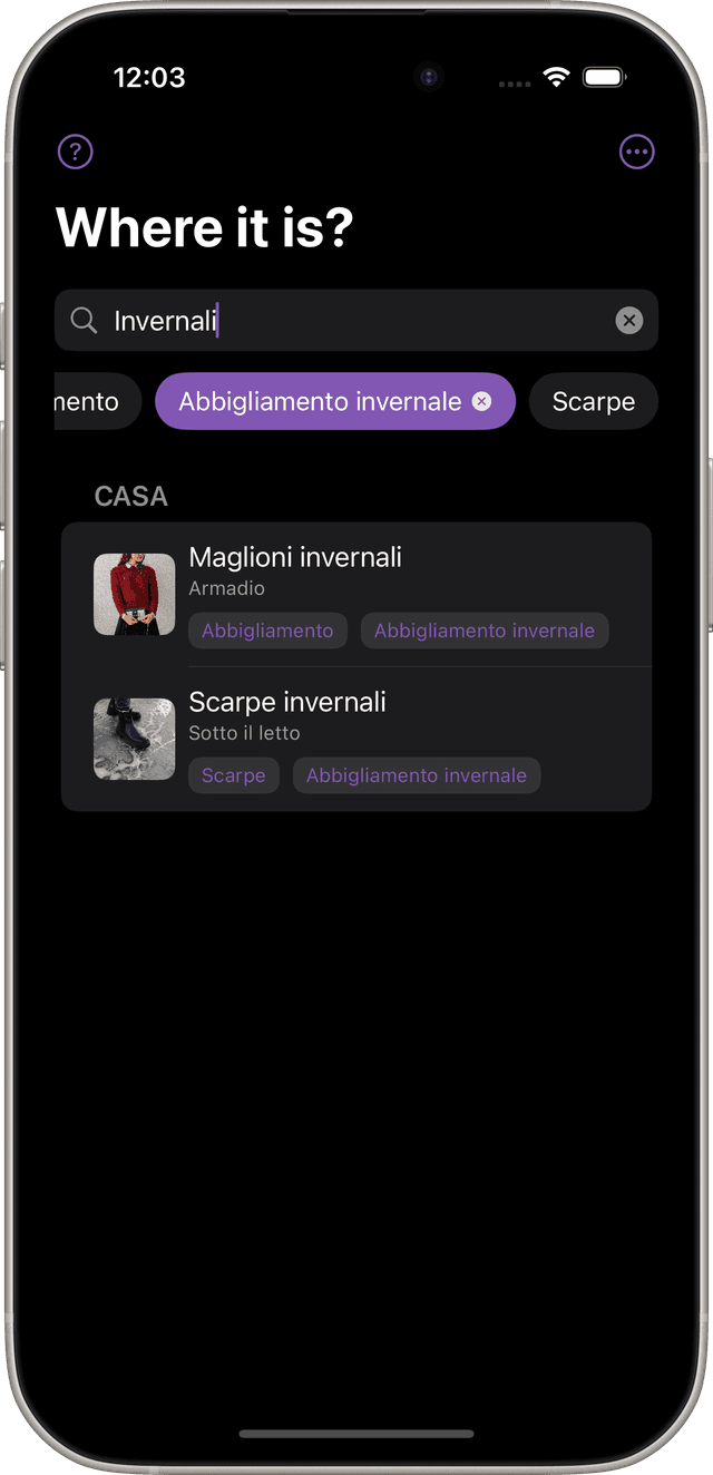 Schermata principale