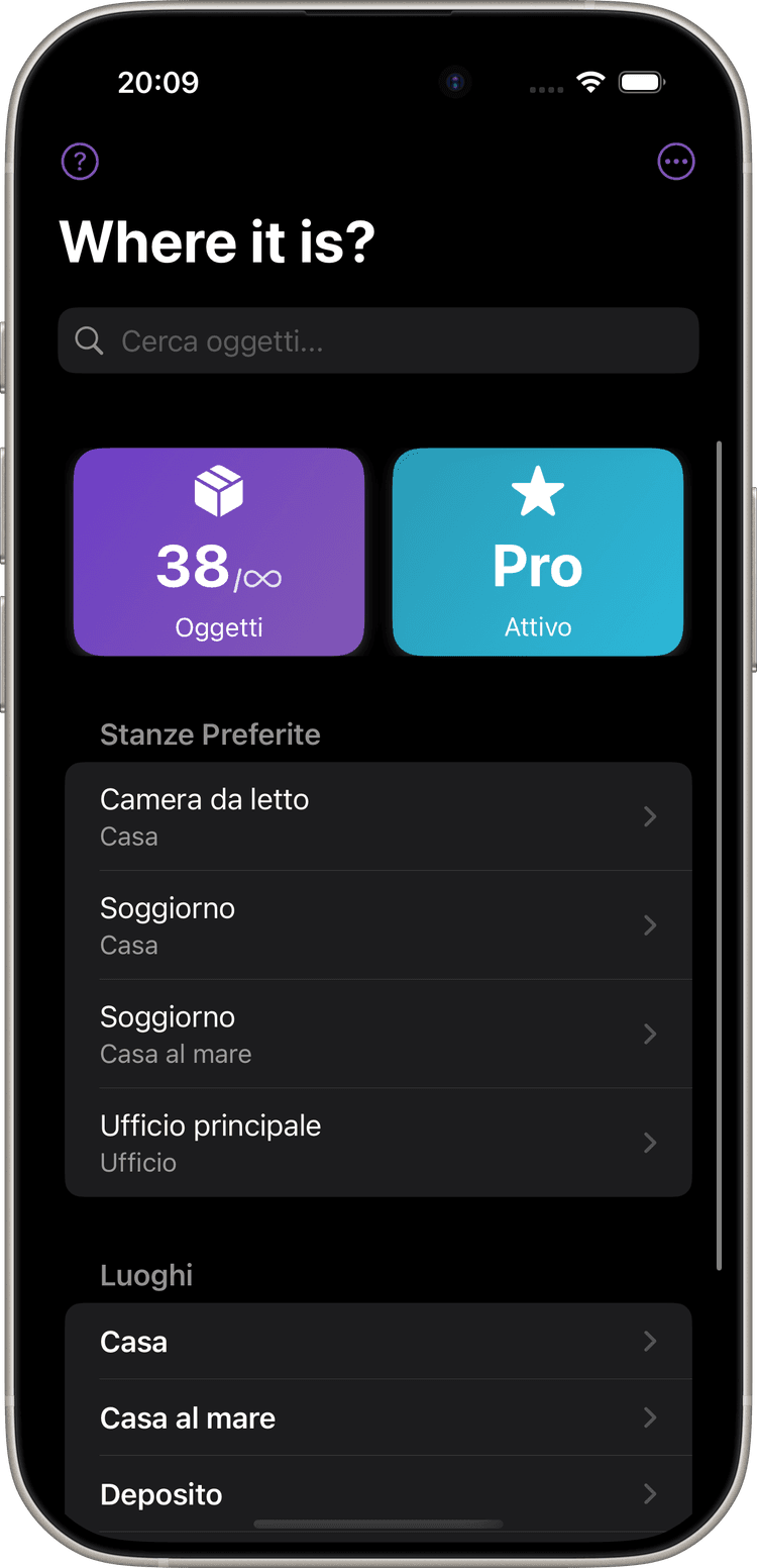 Screenshot dell'app Where It Is